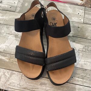 OTBT libra black wedge leather sandals 8.5